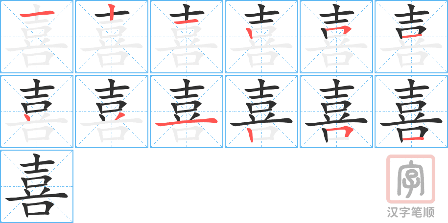 Hướng dẫn cách viết chữ Hỷ tiếng Trung