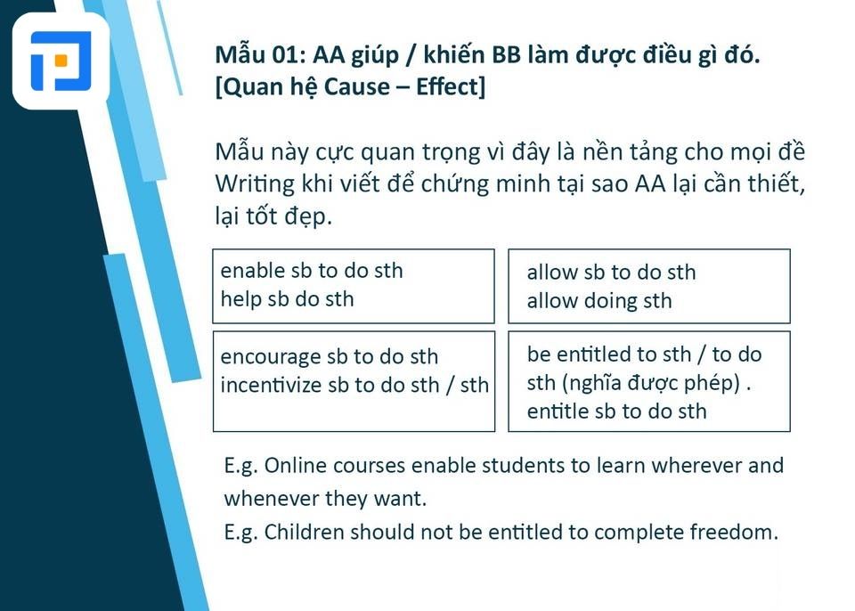 AA giúp/ khiến BB làm được điều gì đó (Quan hệ Cause - Effect)