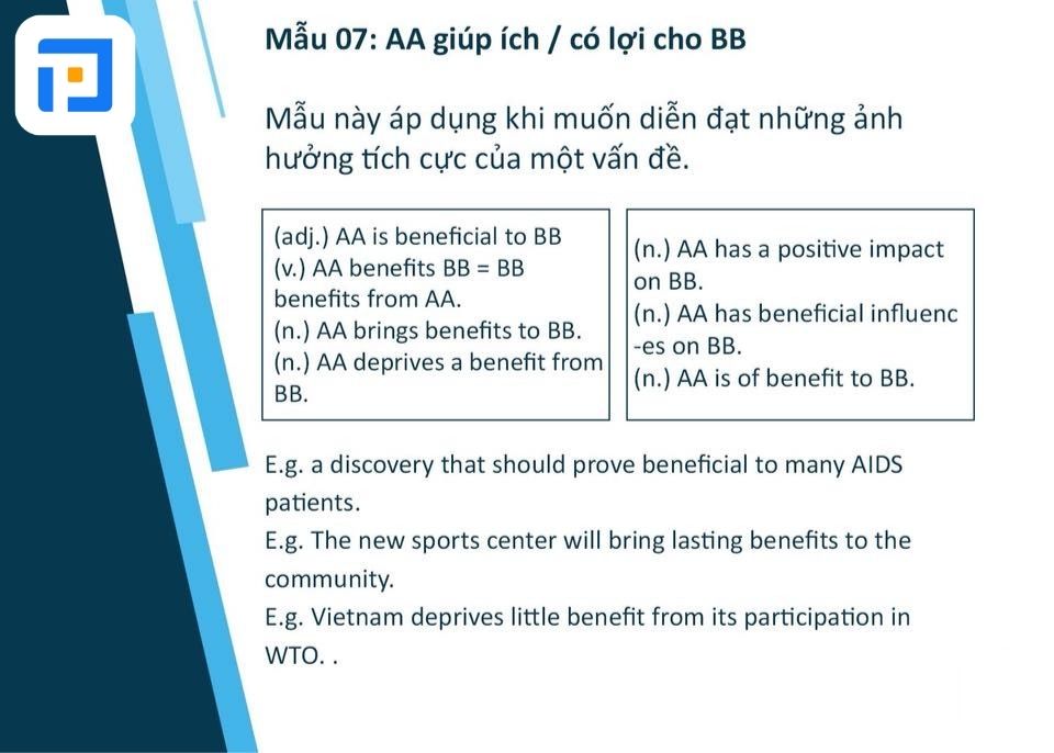AA giúp ích/ có lợi cho BB