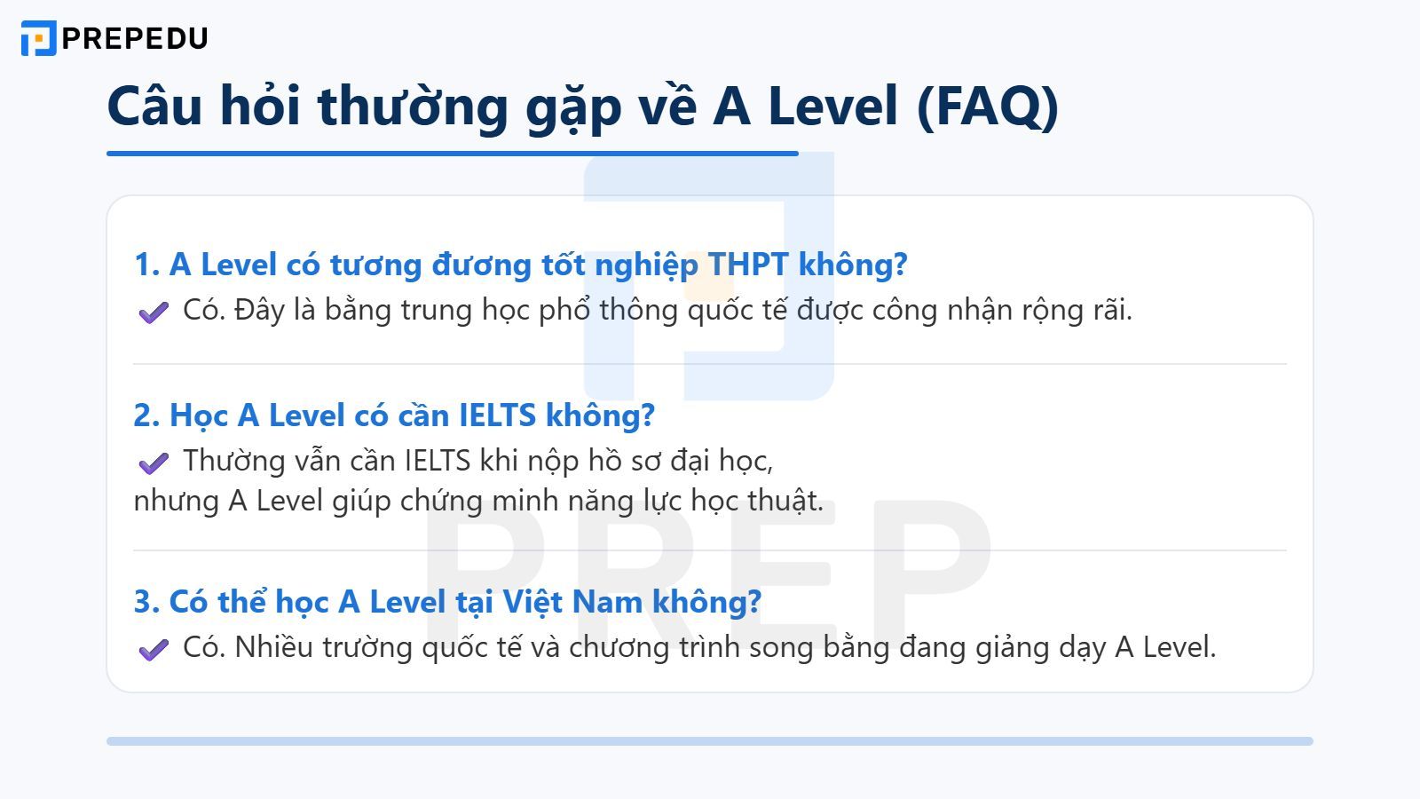 Câu hỏi thường gặp về A Level (FAQ)