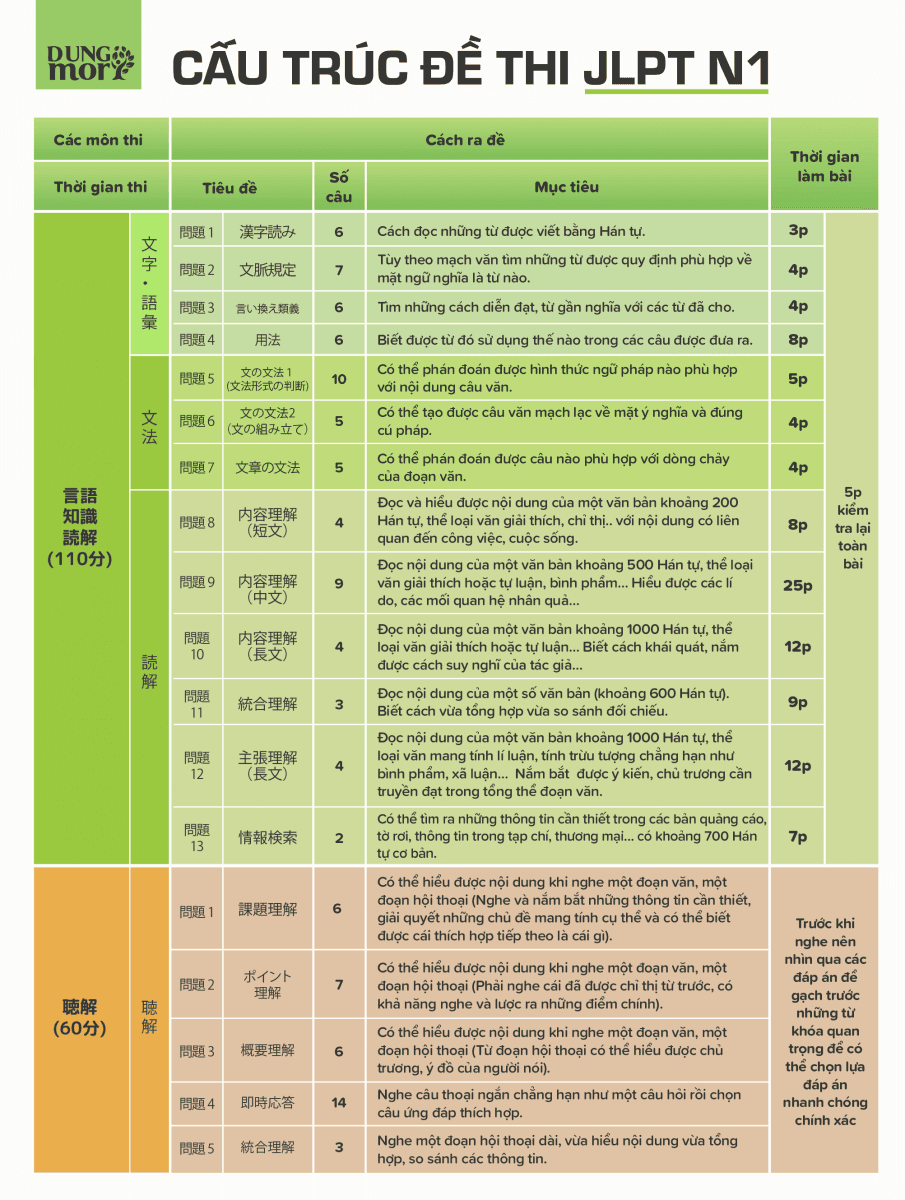 Cấu trúc đề thi N1