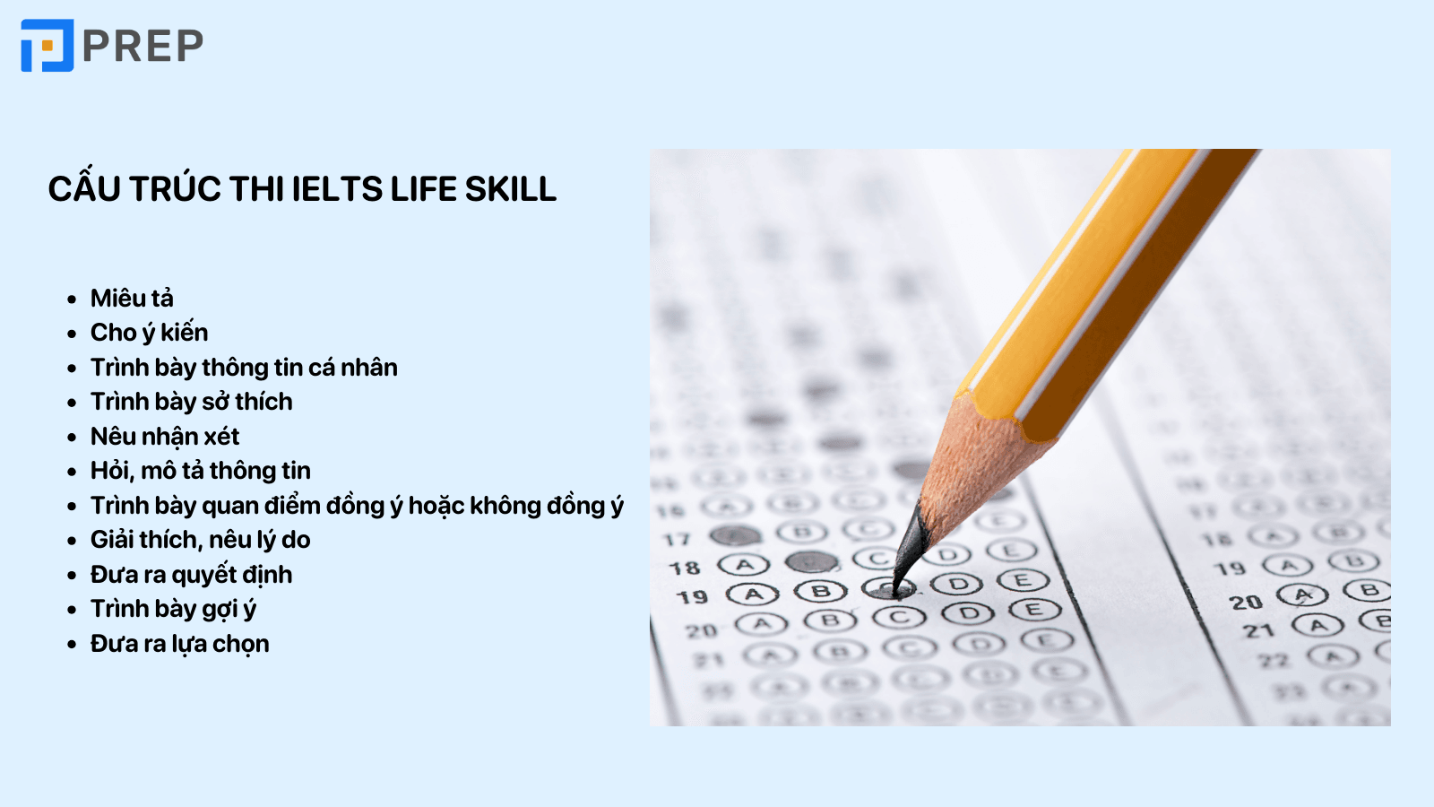 Cấu trúc bài thi IELTS Life Skill A1