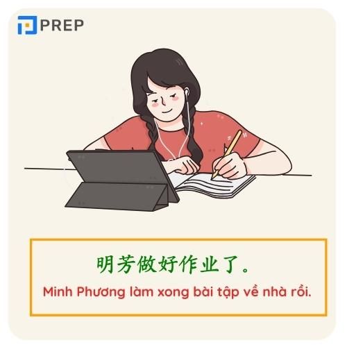 Ví dụ về cấu trúc bổ ngữ kết quả trong tiếng Trung - thể khẳng định