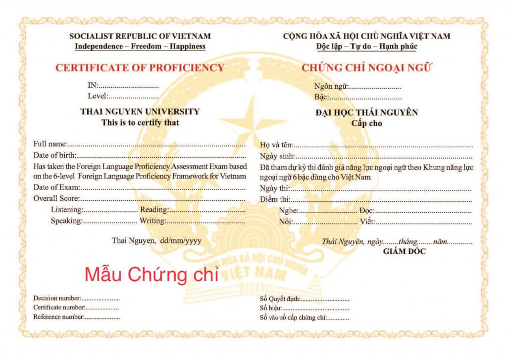 Chứng chỉ VSTEP Đại học Thái Nguyên