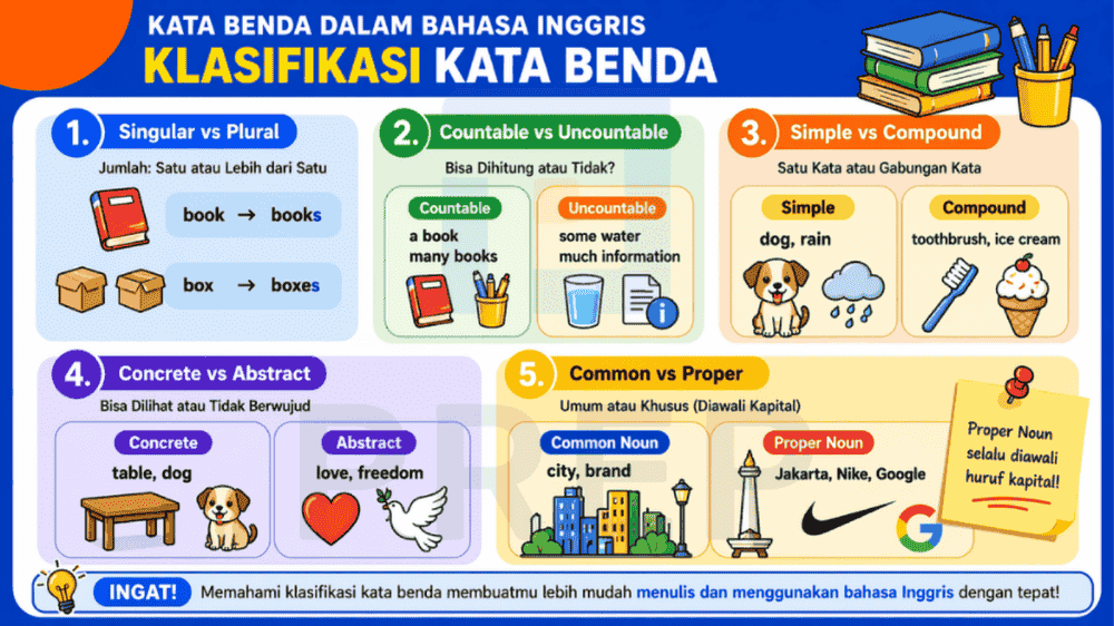 Jenis-Jenis Noun dan Aturan Penggunaannya dalam Bahasa Inggris