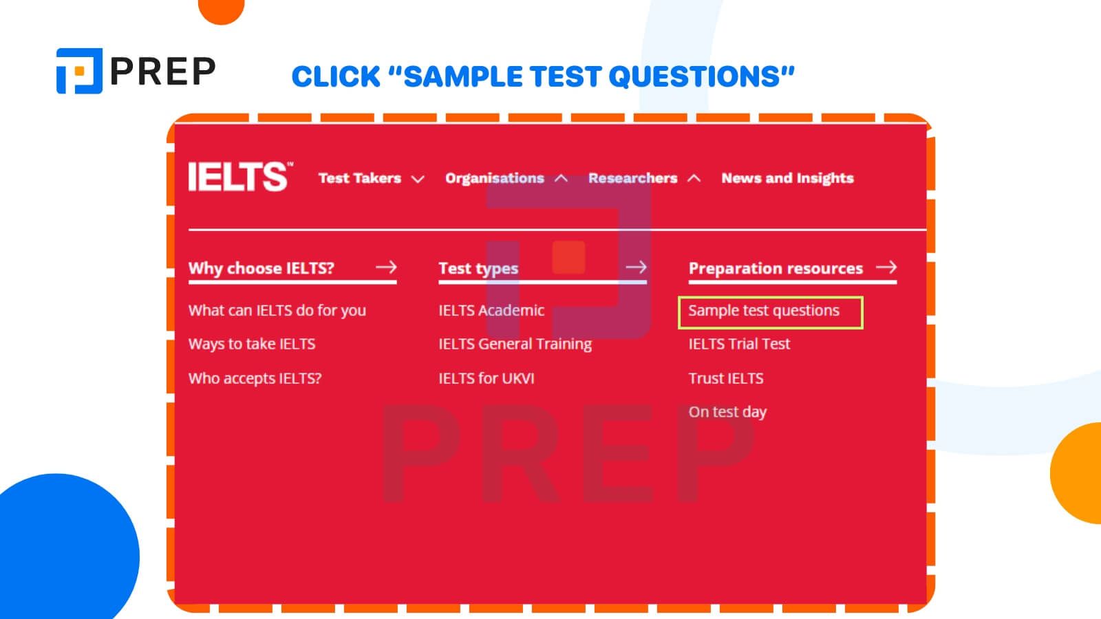 Click “Sample test questions”