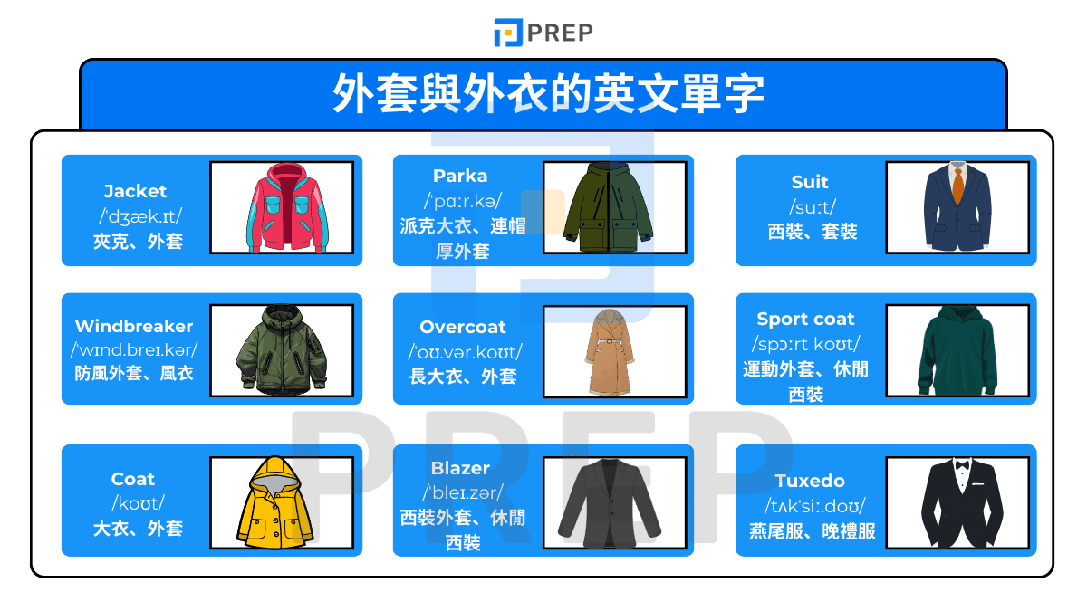 外套與外衣的英文單字