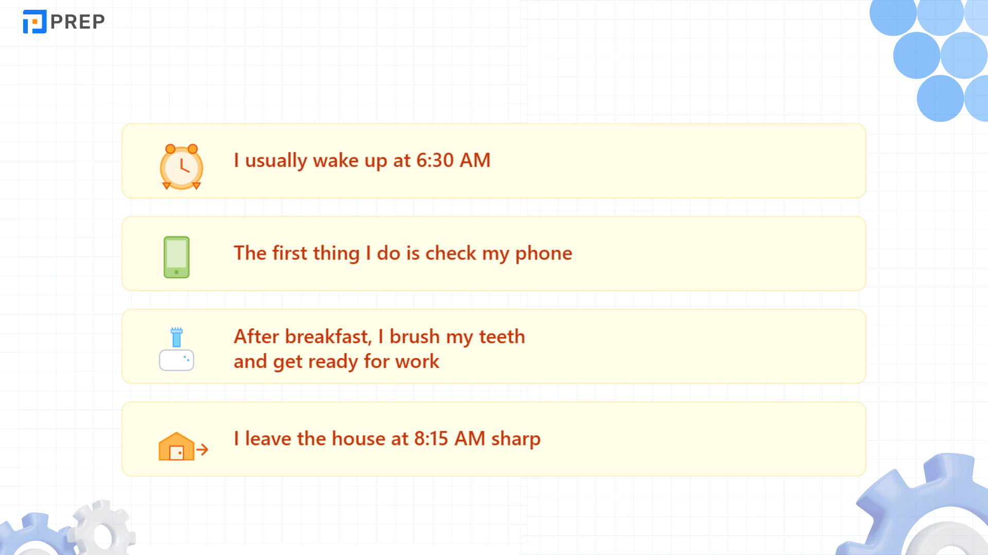 กิจวัตรประจําวัน ภาษาอังกฤษ (My daily routine) พร้อมบทสนทนาที่ใช้ได้จริง