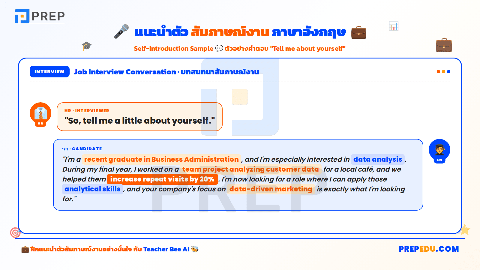 แนะนำตัวสัมภาษณ์งาน ภาษาอังกฤษ