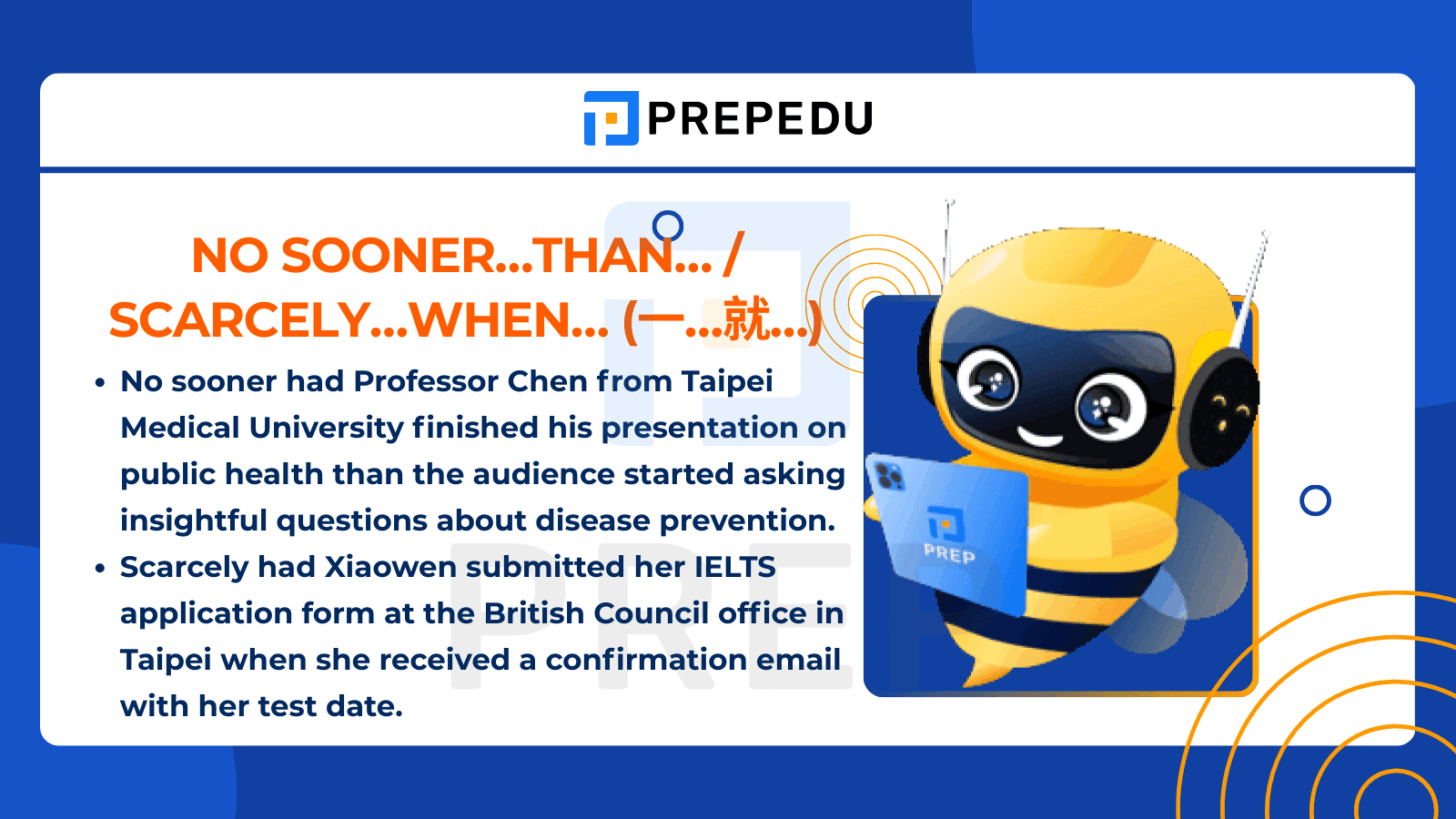 相關連接詞 - No sooner…than… / Scarcely…when… (一…就…)