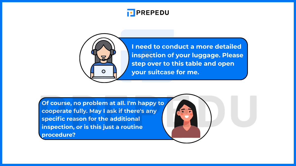 當被要求開箱檢查行李時的英文對話