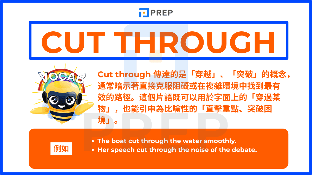 Cut through 傳達的是「穿越」、「突破」的概念
