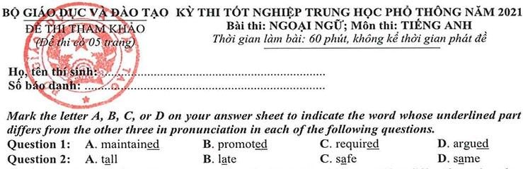 Dạng bài phát âm trong đề thi tiếng Anh THPTQG