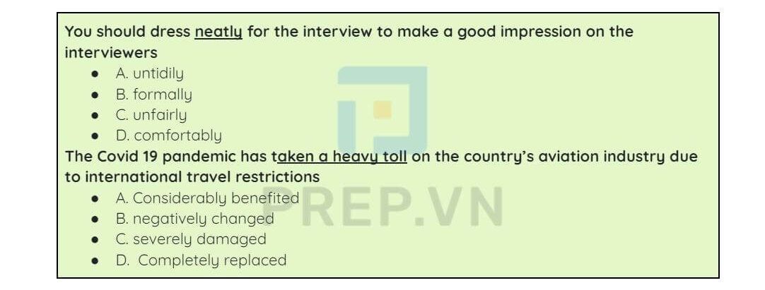 Dạng bài từ trái nghĩa tiếng Anh THPT Quốc gia 2021