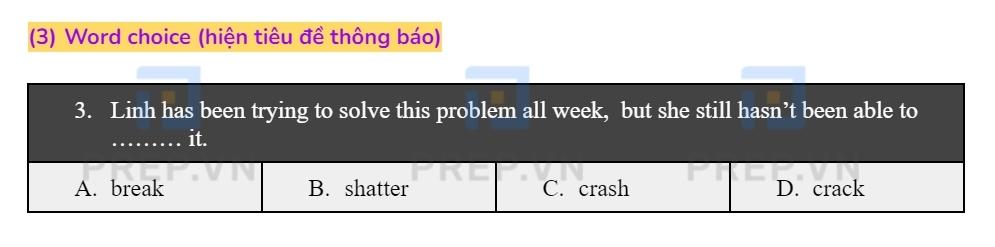 Dạng câu hỏi Word Choice