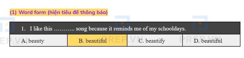 Dạng câu hỏi Word form