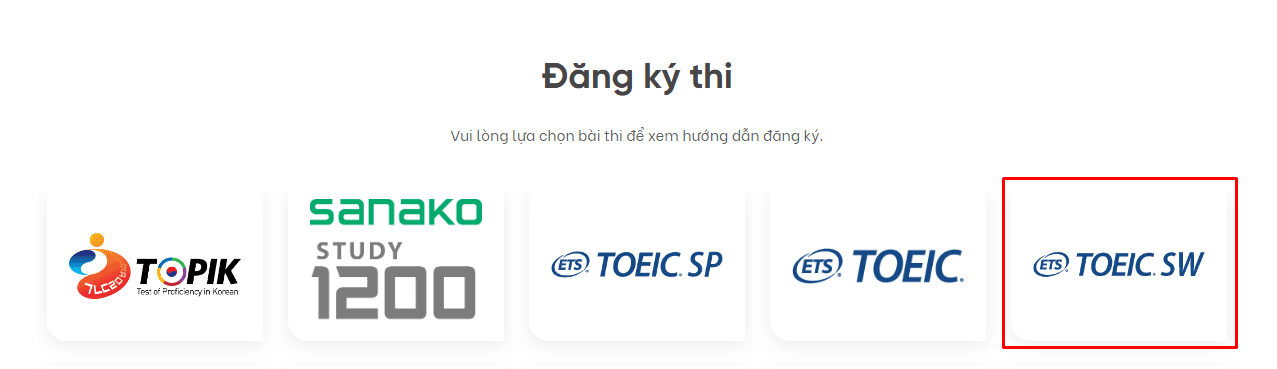 Chọn biểu tượng TOEIC Writing and Speaking