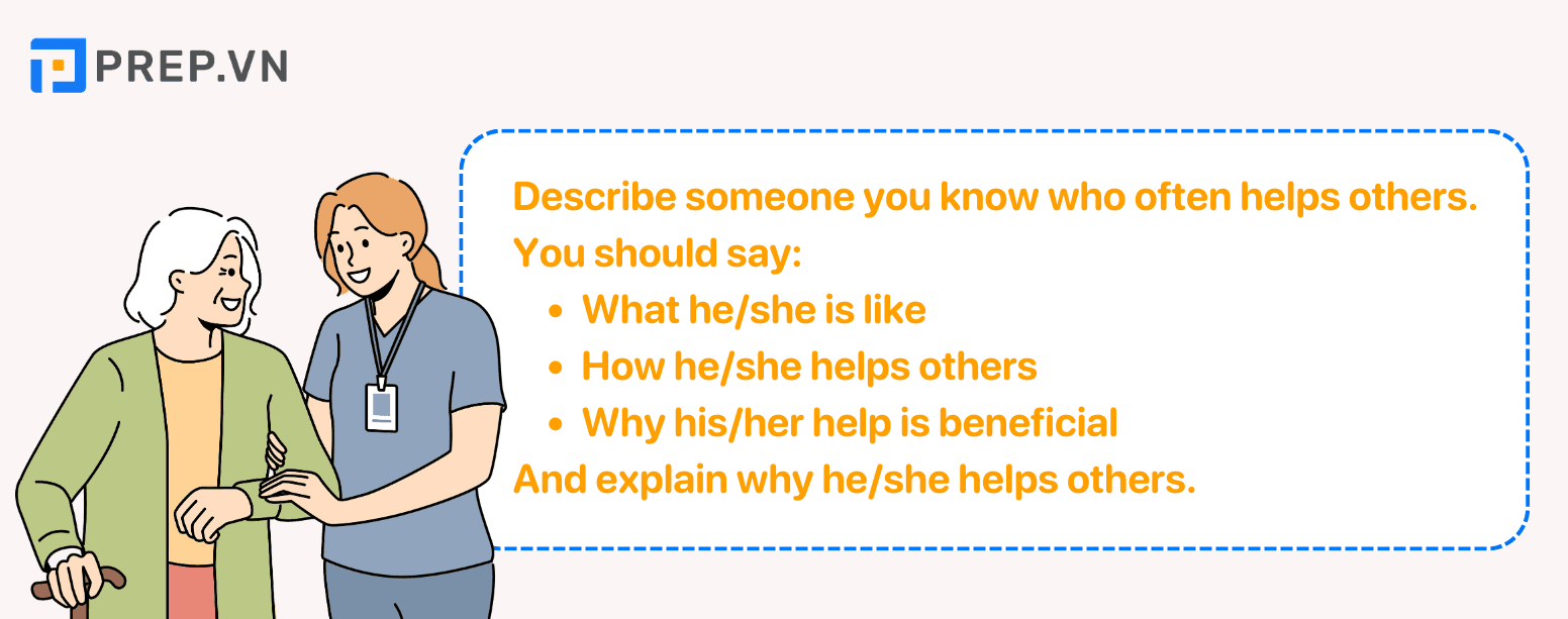 Đề bài: Describe someone you know who often helps others