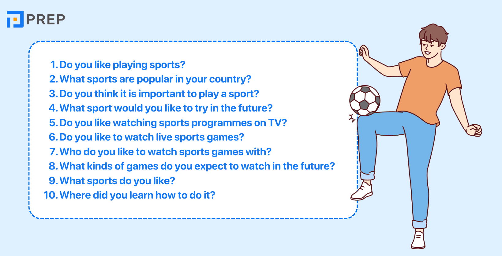 Các câu hỏi thuộc chủ đề IELTS Speaking Part 1 Sports