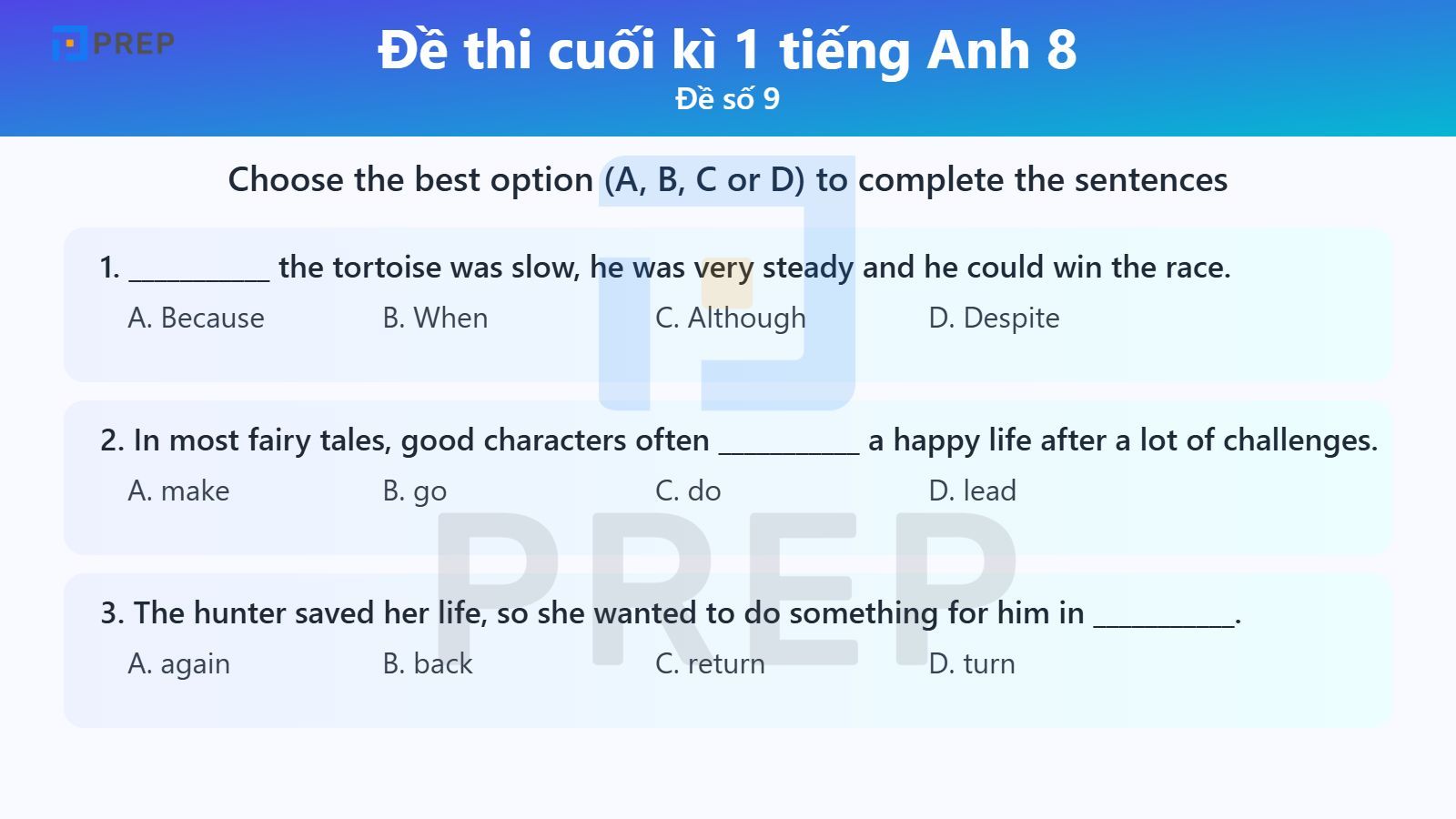 Đề thi cuối kì 1 tiếng Anh 8