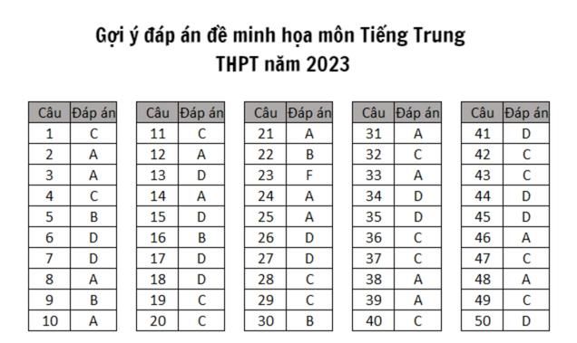 Đề thi đại học tiếng Trung 2023 - đề minh họa