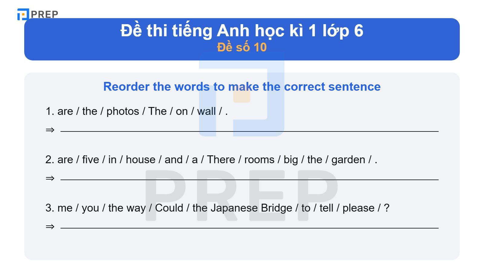 Đề thi tiếng Anh học kì 1 lớp 6