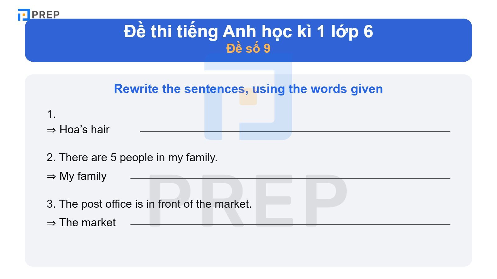 Đề thi tiếng Anh học kì 1 lớp 6