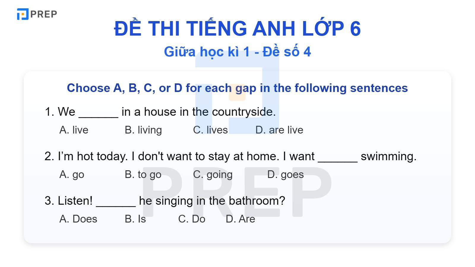 Đề Thi Tiếng Anh Lớp 6 Giữa Học Kì 1