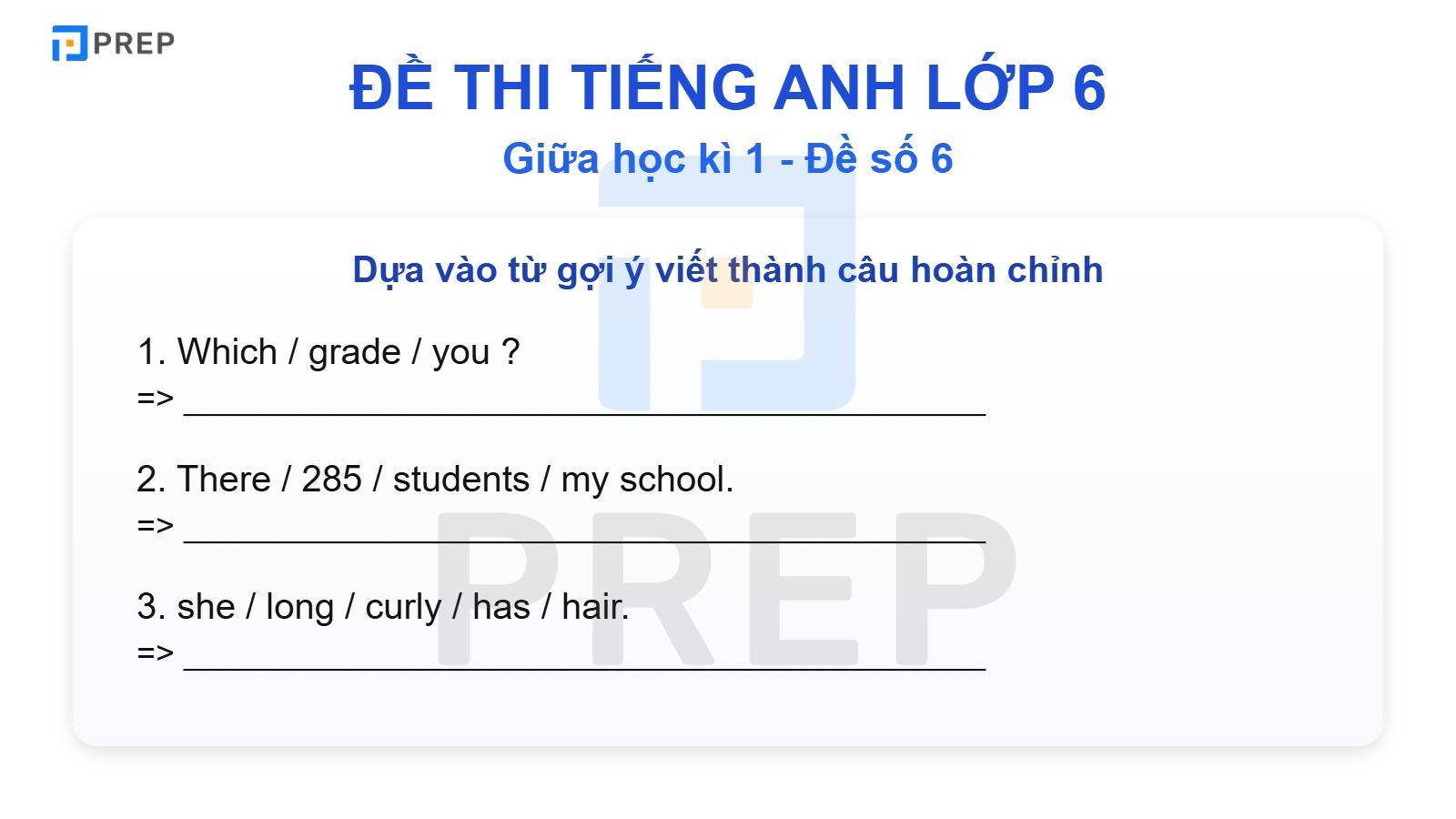 Đề Thi Tiếng Anh Lớp 6 Giữa Học Kì 1