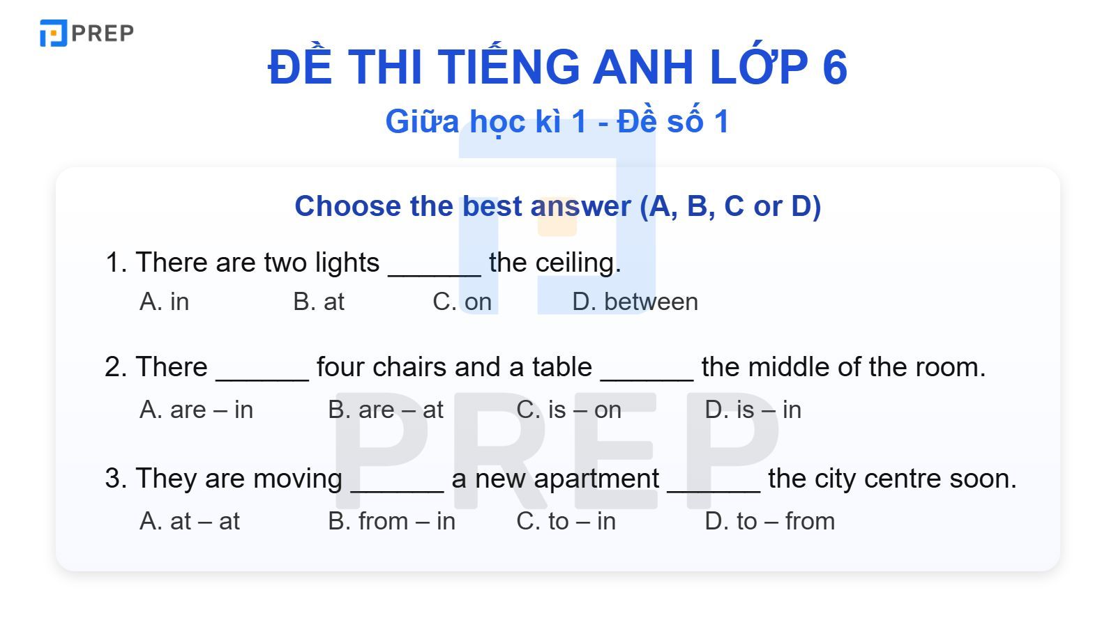 Đề Thi Tiếng Anh Lớp 6 Giữa Học Kì 1
