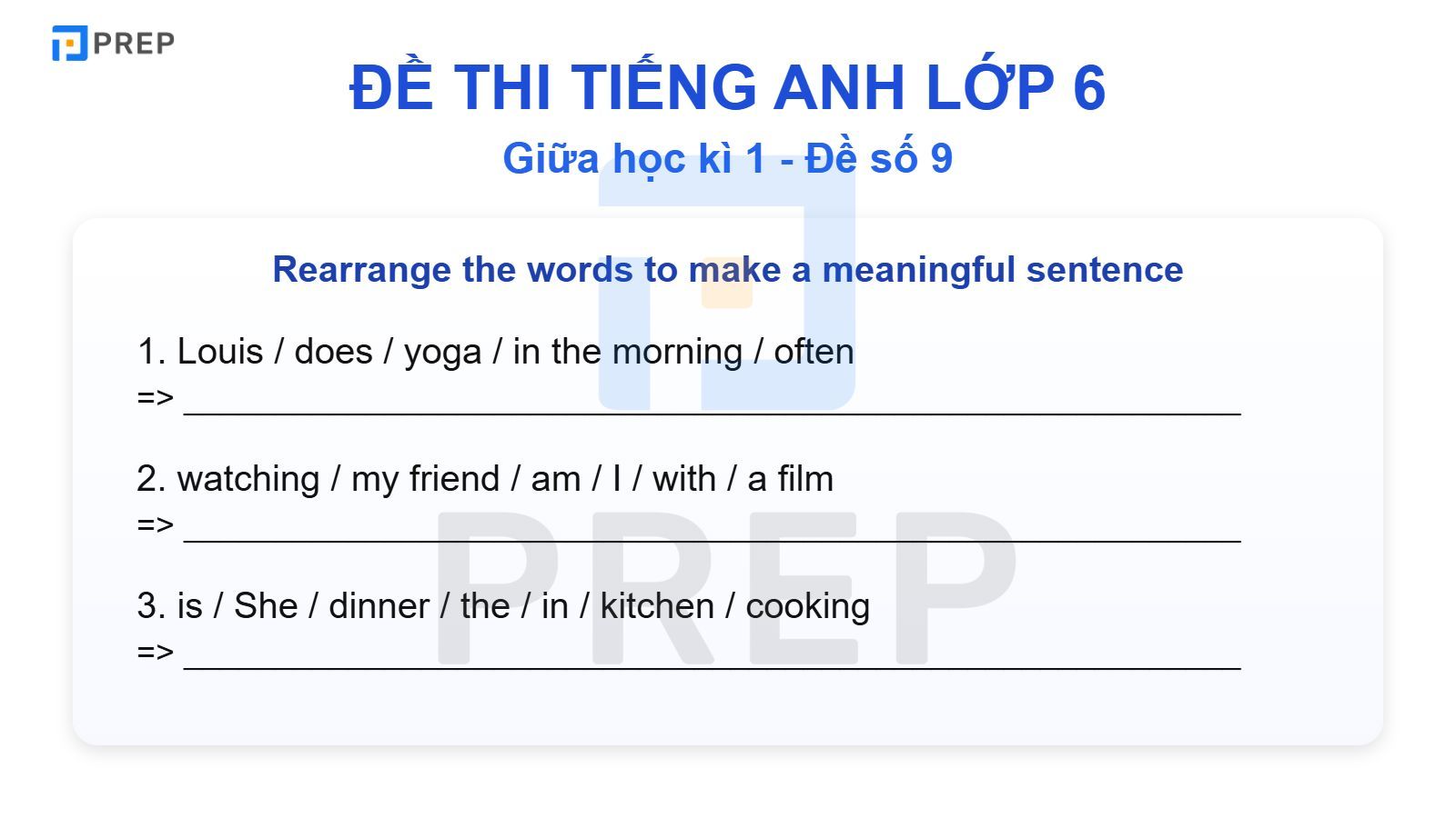 Đề Thi Tiếng Anh Lớp 6 Giữa Học Kì 1