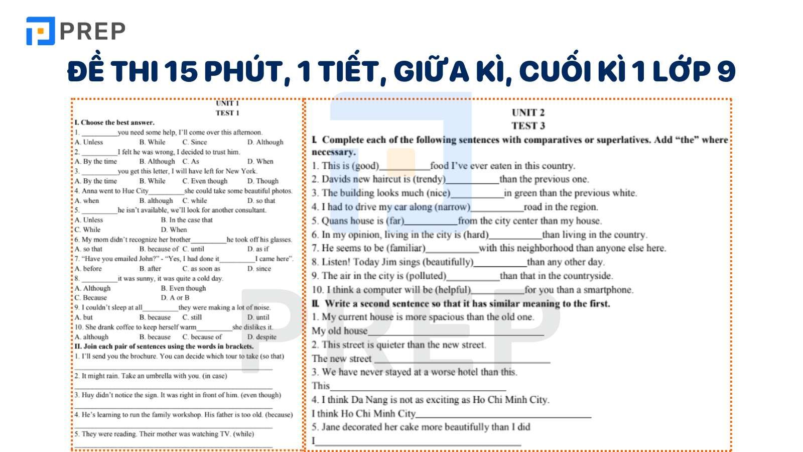 đề tiếng anh lớp 9