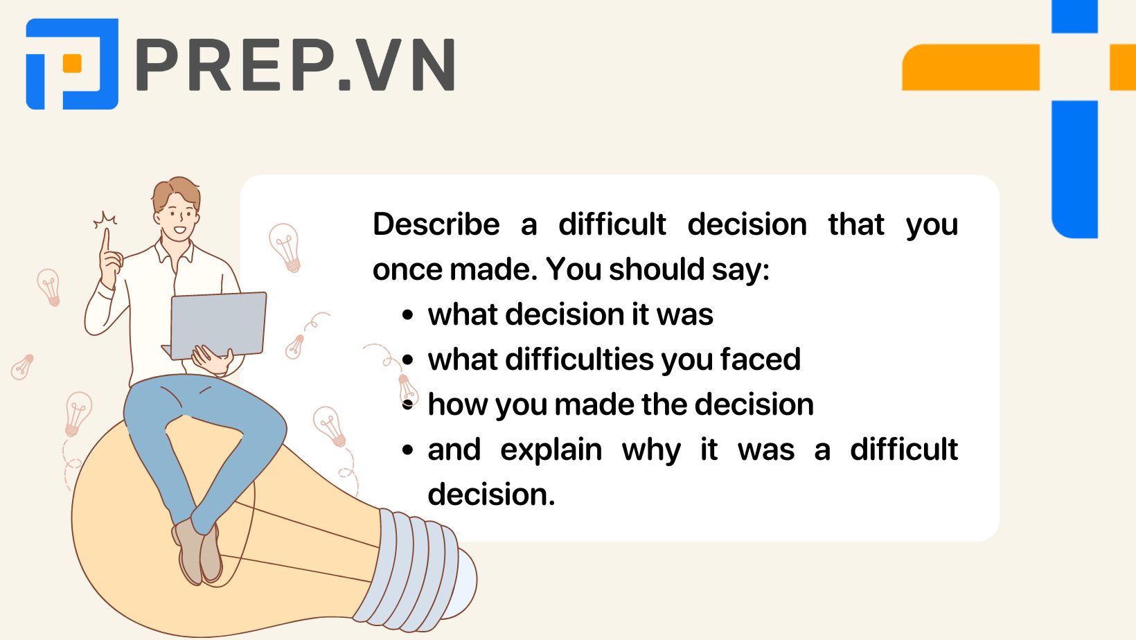 Describe a difficult decision that you once made:
