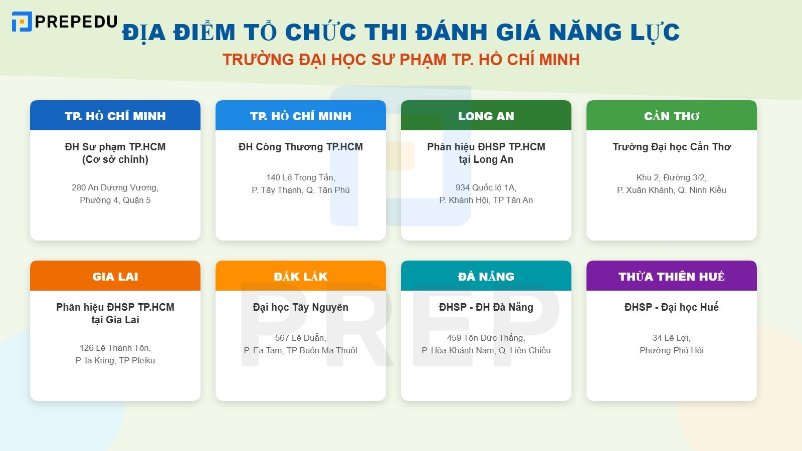 Địa điểm tổ chức thi Đánh giá năng lực Đại học Sư phạm TPHCM