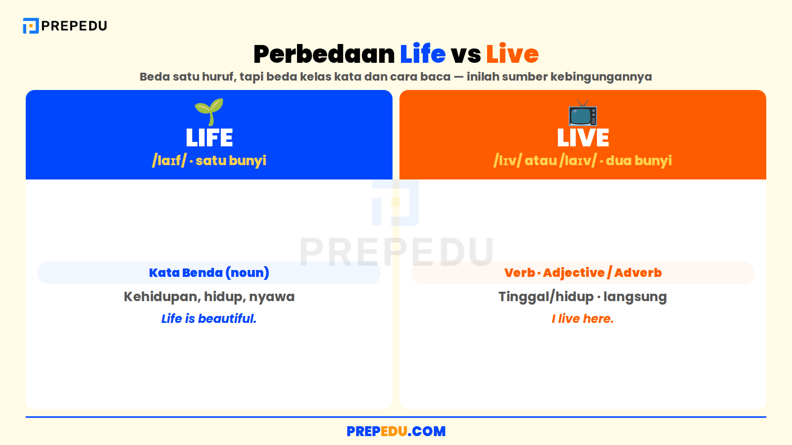 Perbedaan inti life dan live