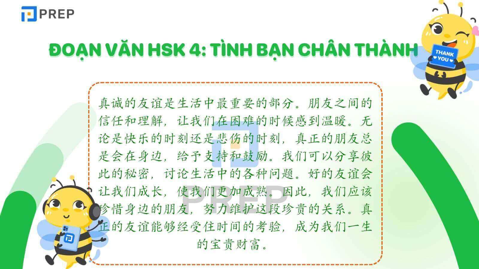 Luyện viết đoạn văn tiếng Trung HSK 4 về Tình bạn