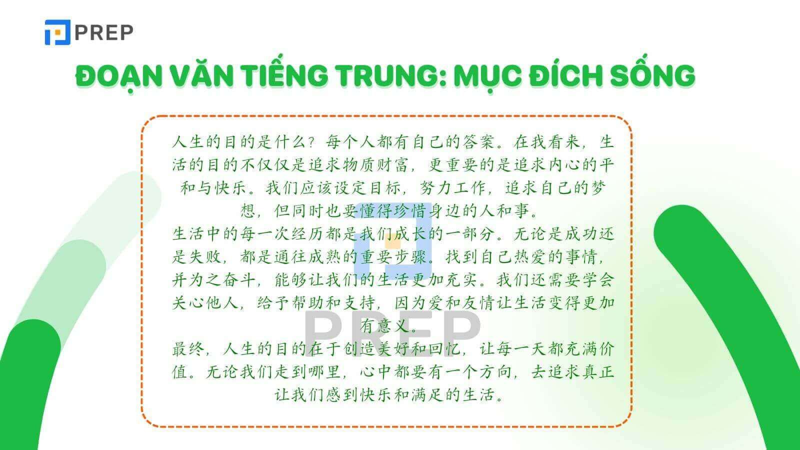 Đoạn văn viết về mục đích sống