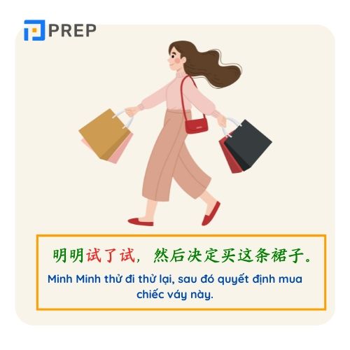 Ví dụ về mẫu câu có chứa động từ trùng điệp đơn âm tiết
