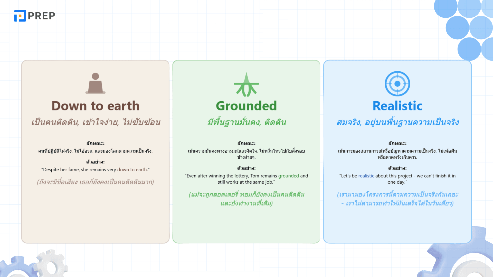 Down to earth สำนวนภาษาอังกฤษที่ใช้บอกถึงคนที่เรียบง่าย