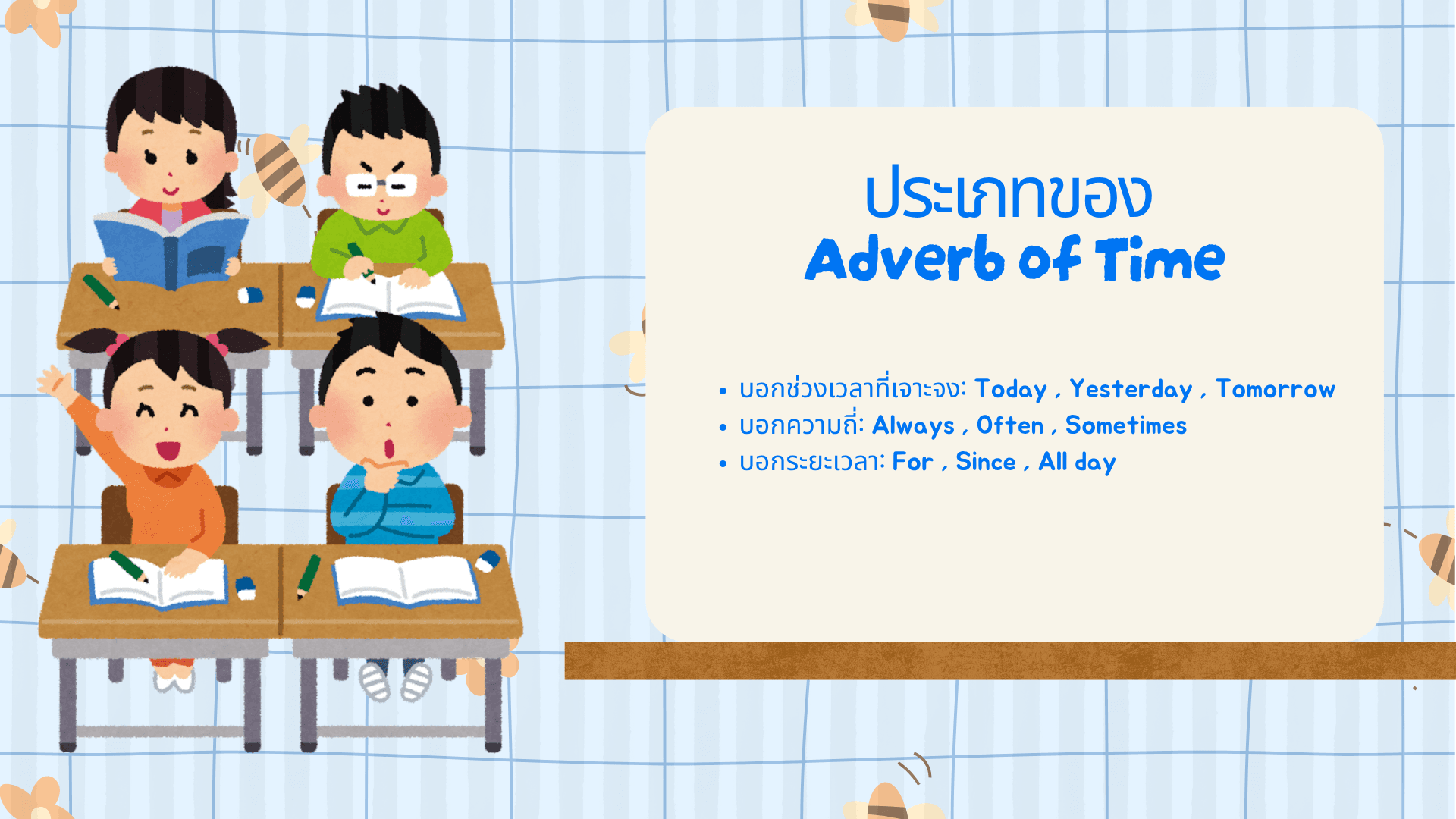 Adverb of Time คำกริยาวิเศษณ์แสดงเวลา พร้อมตัวอย่างการใช้