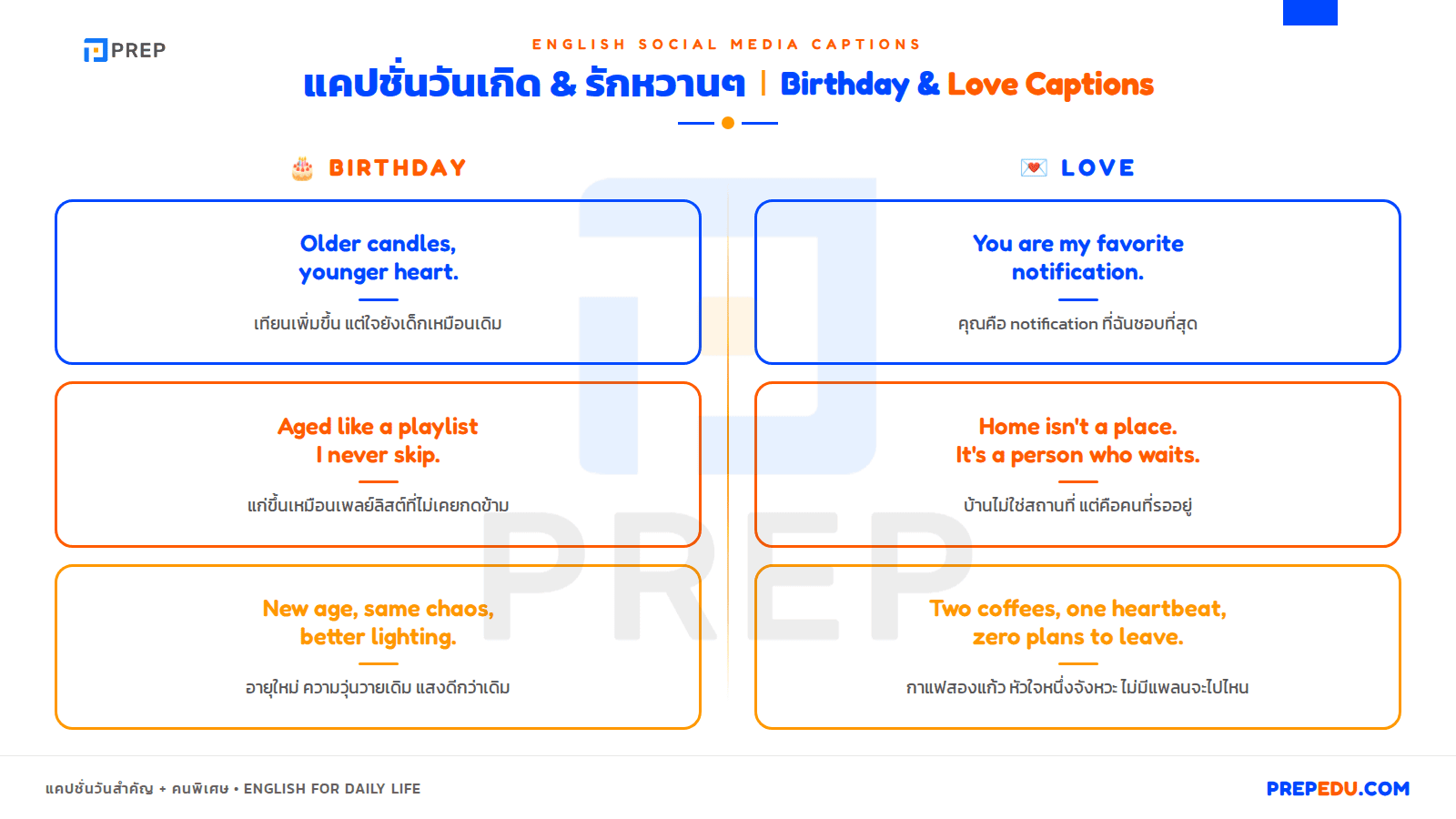 แคปชั่นภาษาอังกฤษ วันเกิด และ รักหวานๆ ประโยค