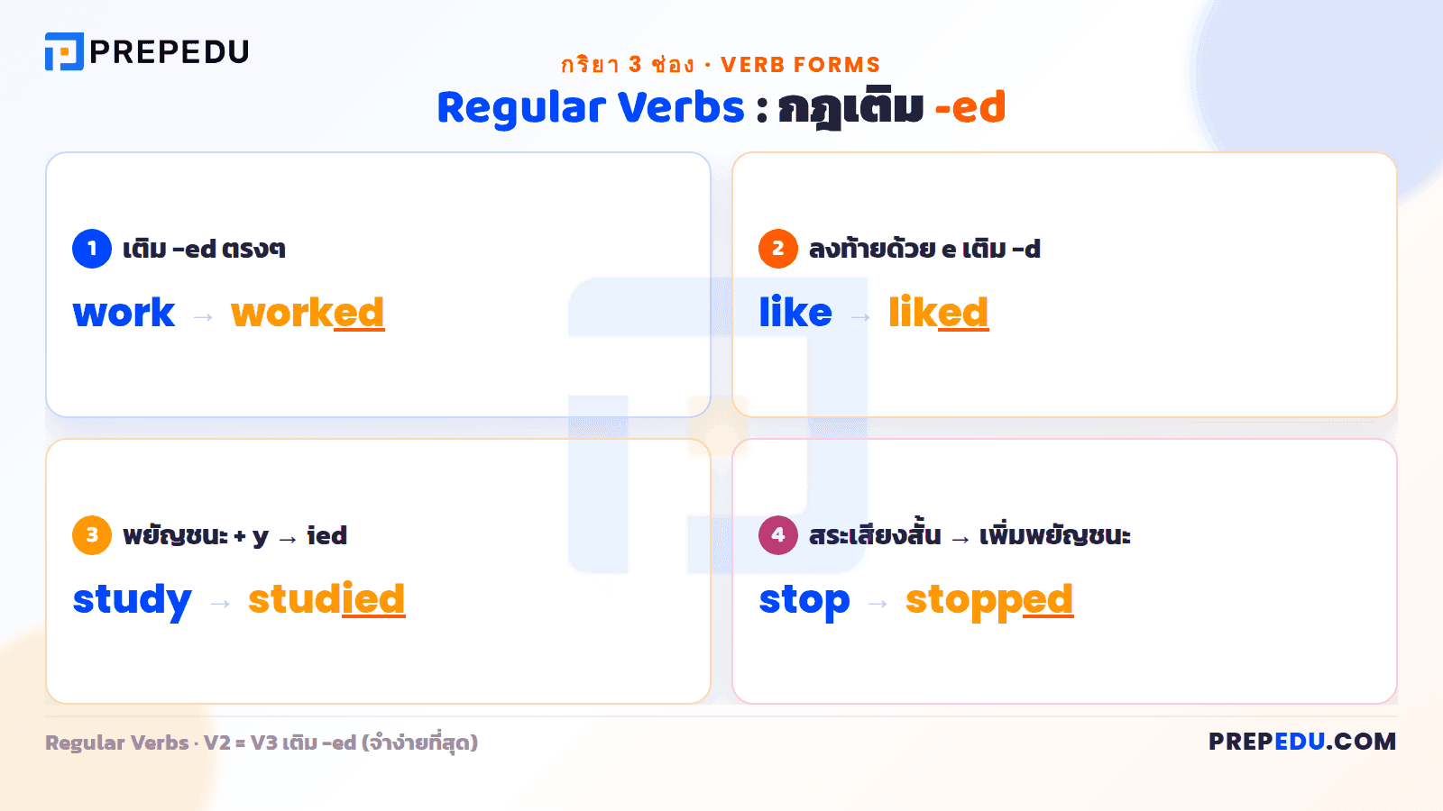 Regular Verbs (กริยาปกติ)