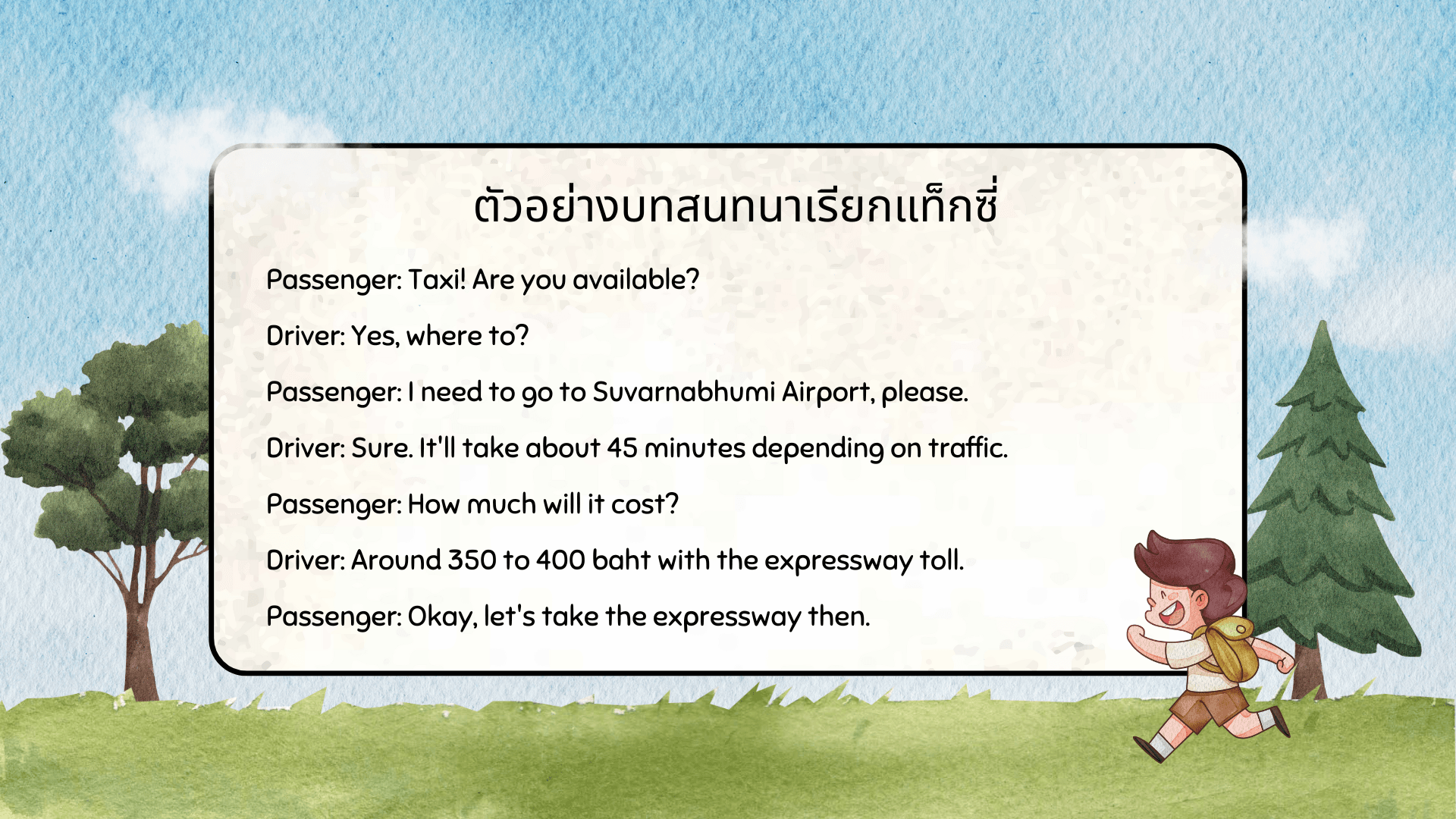 บทสนทนา ภาษา อังกฤษ ใน สถานการณ์ ต่างๆ พร้อมคำแปล