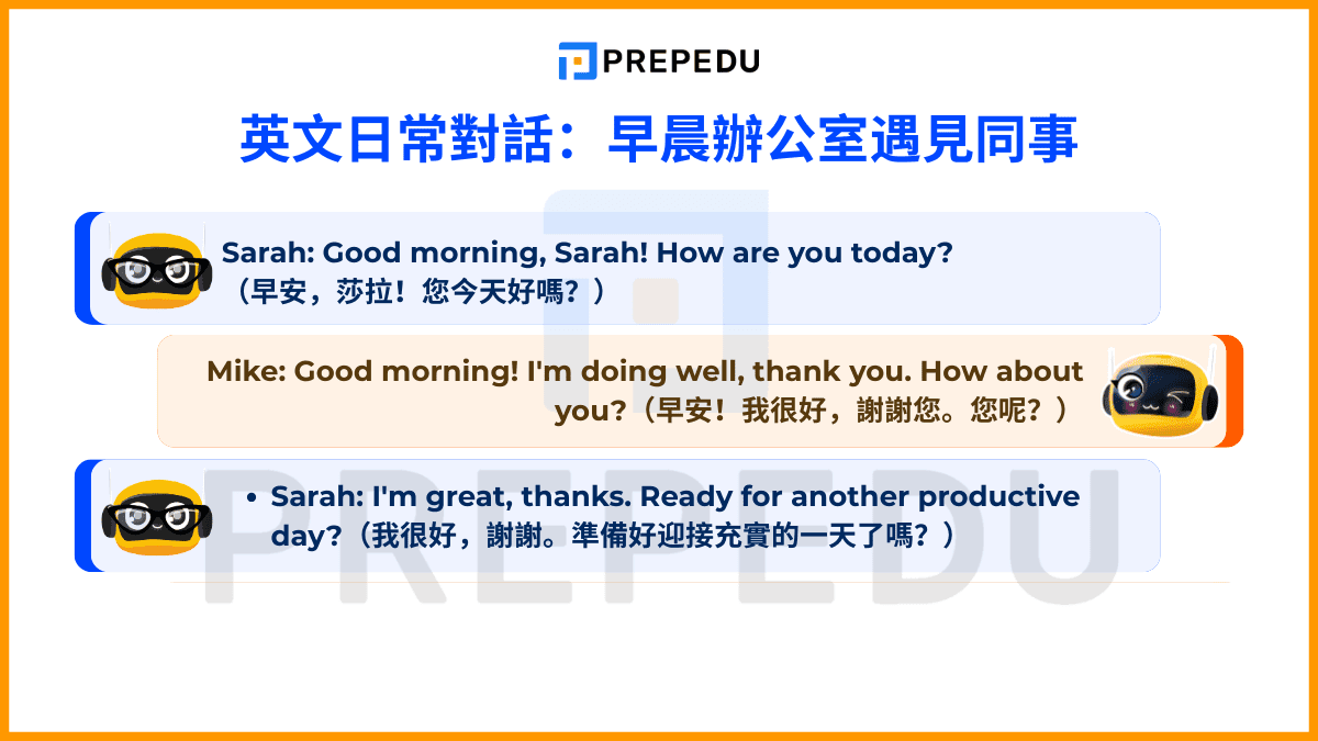 英文日常對話：早晨辦公室遇見同事