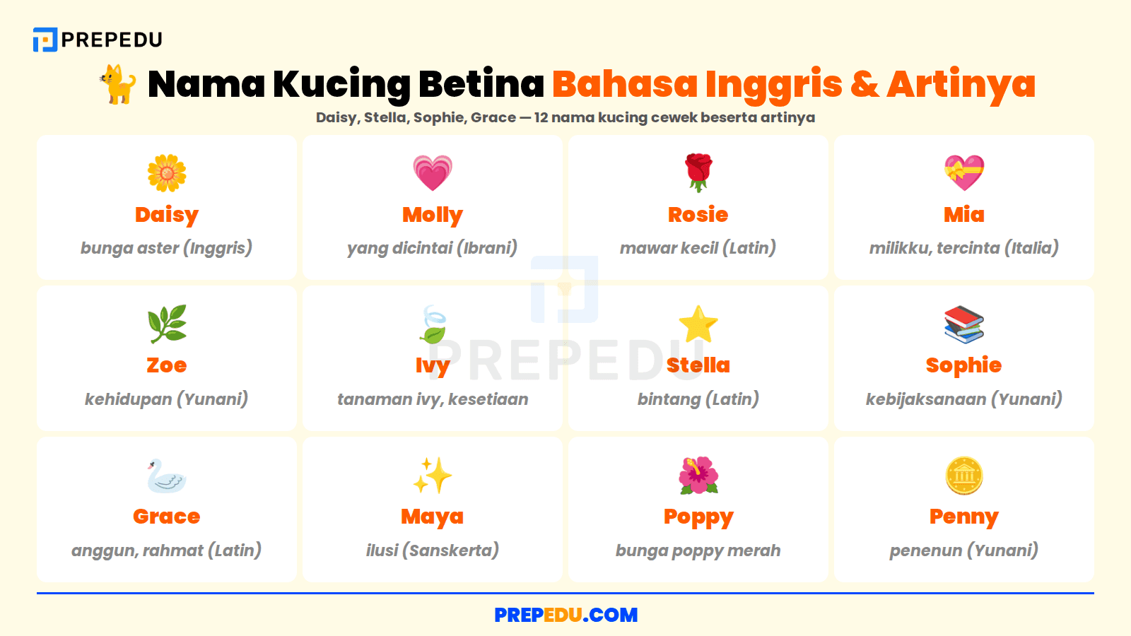 names-with-meaningDua belas nama kucing betina bahasa Inggris beserta arti dan cara bacanya
