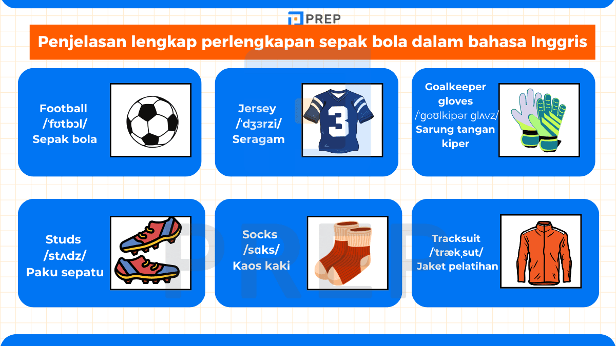 Penjelasan lengkap perlengkapan sepak bola dalam bahasa Inggris