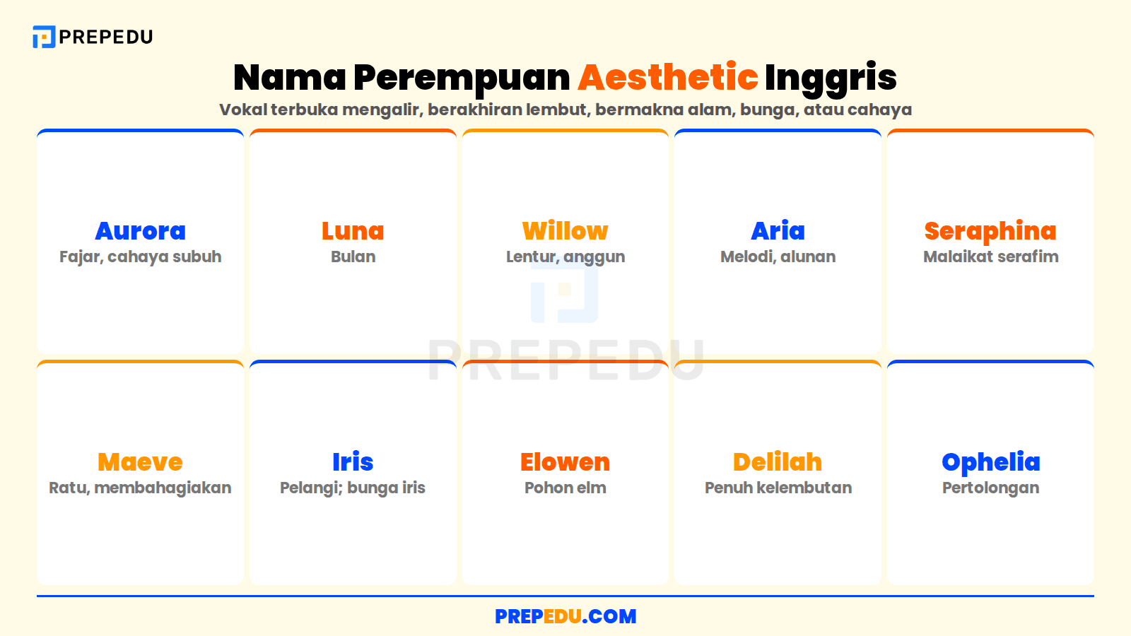 Nama perempuan aesthetic Inggris dengan bunyi lembut mengalir