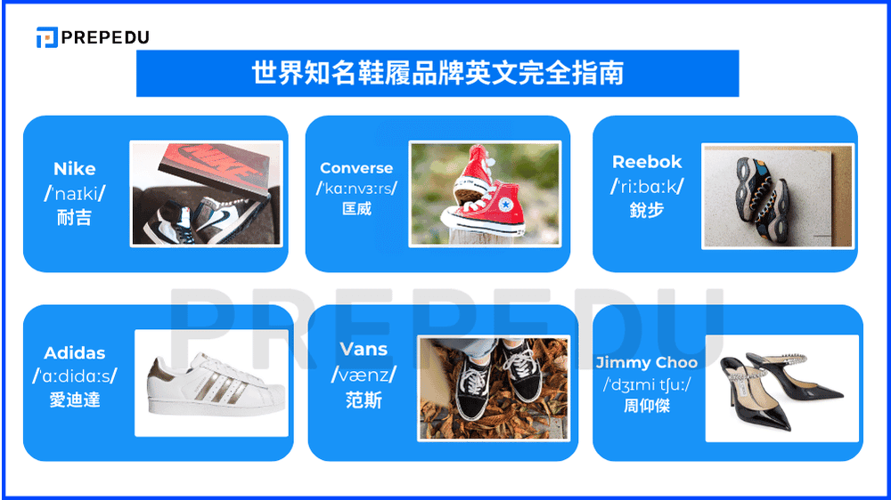 世界知名鞋履品牌英文完全指南
