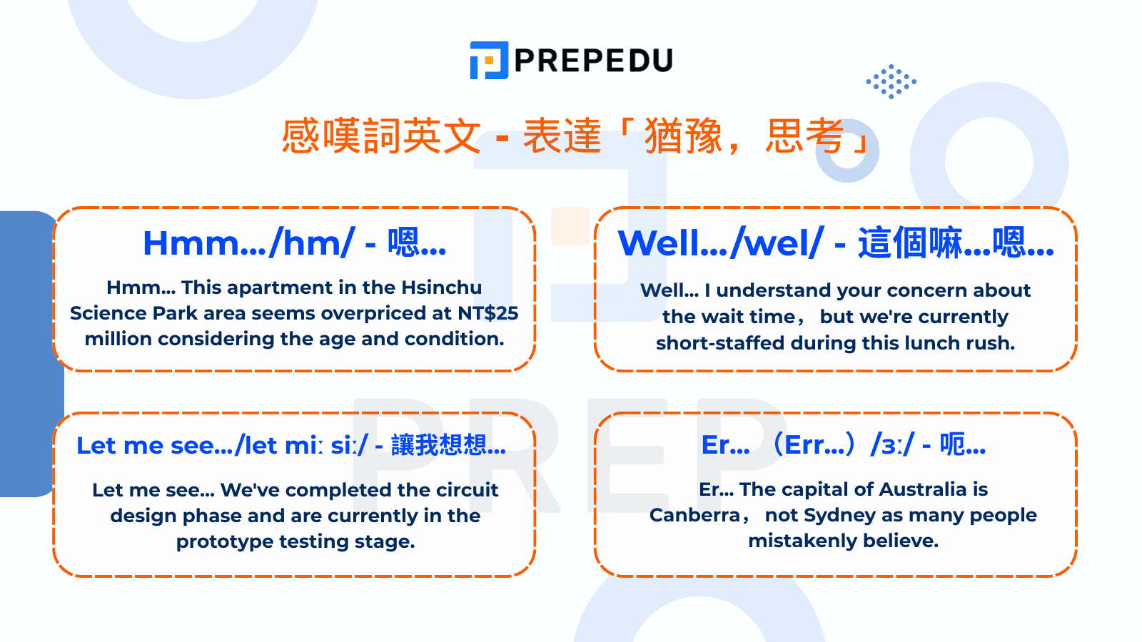 感嘆詞英文​ - 表達「猶豫，思考」