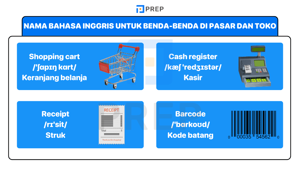Nama Bahasa Inggris untuk Benda-Benda di Pasar dan Toko
